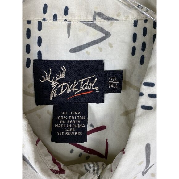 Dick Idol Mens XXL 2XL Tall Geometric Print Short Sleeve Button Up Shirt Cotton - Picture 4 of 6